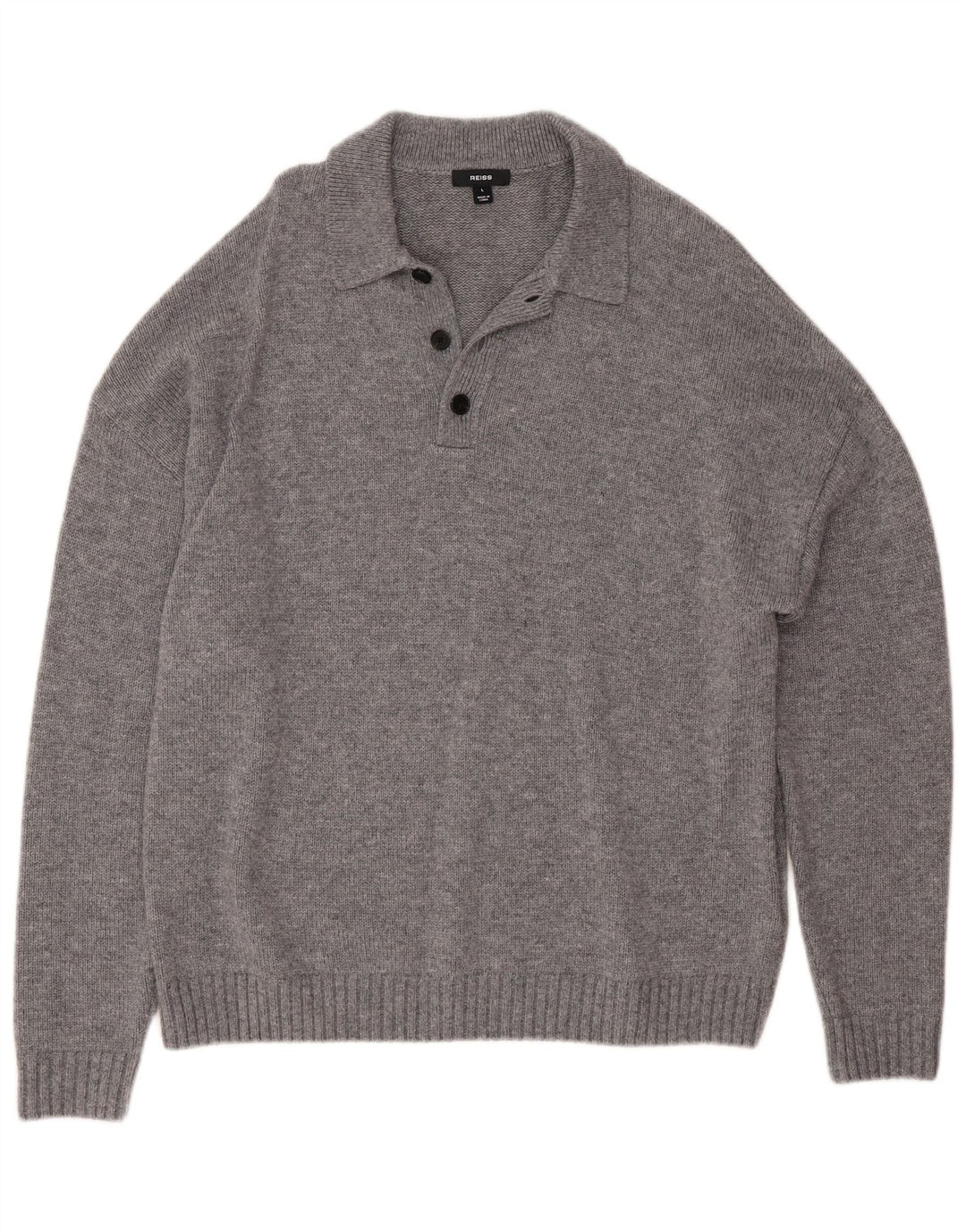 Maglione da uomo Reiss con collo alto, grande lana screziata grigia