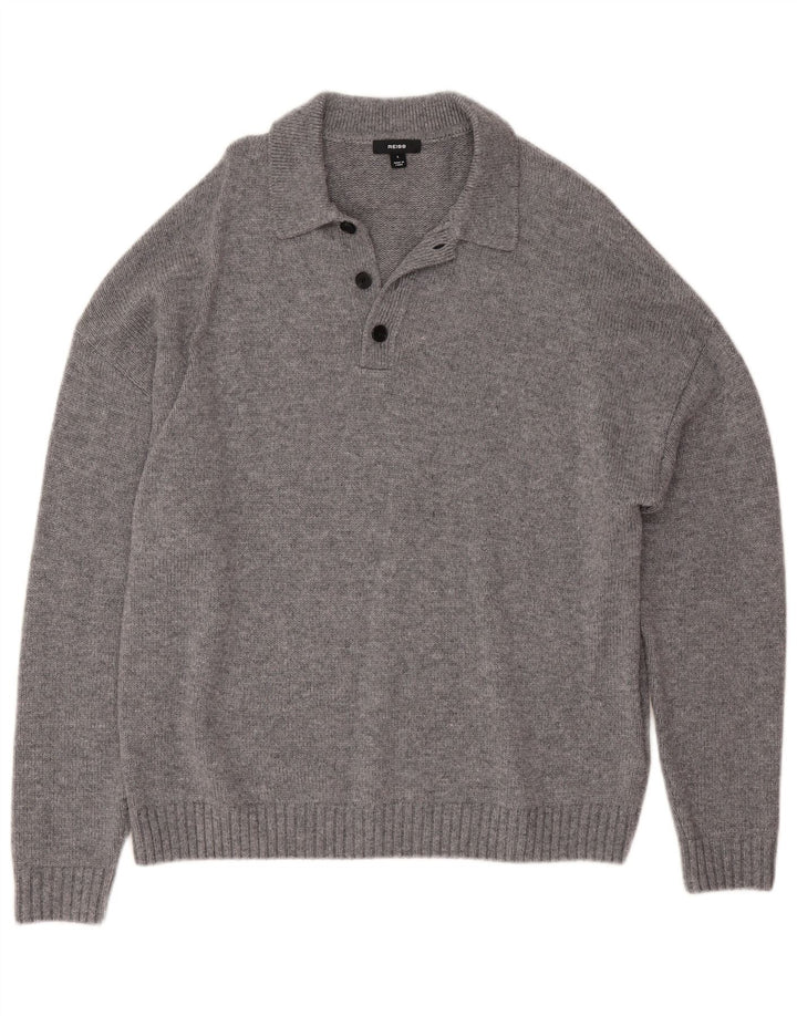 Maglione da uomo Reiss con collo alto, grande lana screziata grigia