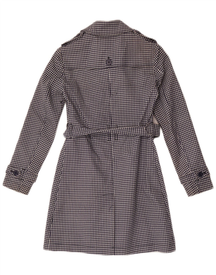 Trench da donna Jack Wills UK 8 piccolo cotone pied de poule blu navy