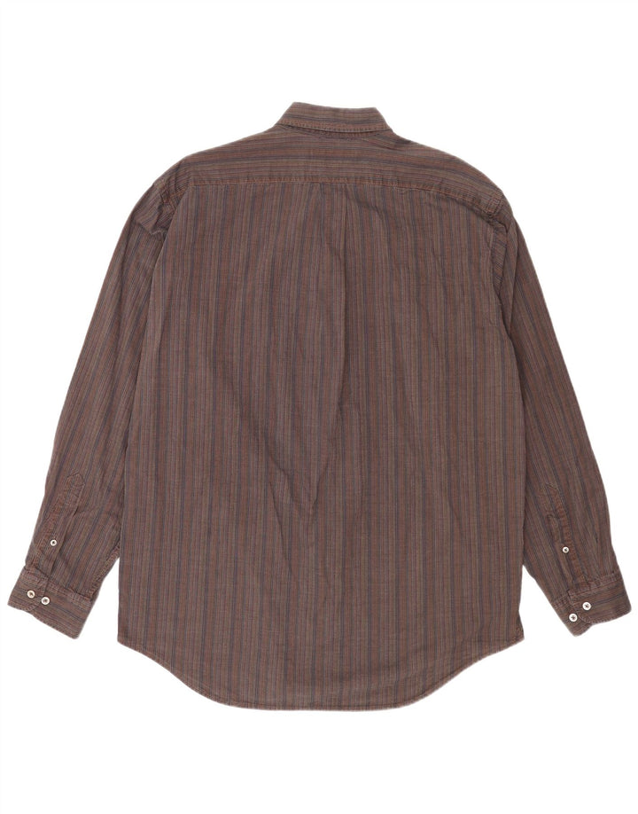 Camicia da uomo Marlboro Classics XL in cotone a righe marroni