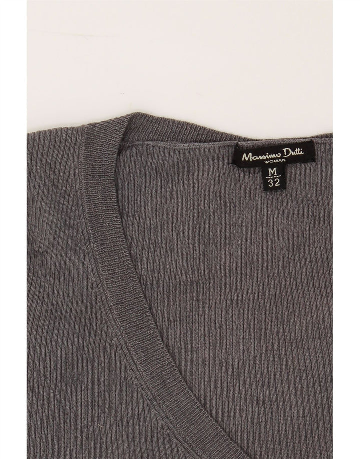 MASSIMO DUTTI Womens V-Neck Jumper Sweater UK 12 Medium Grey Vintage Massimo Dutti and Second-Hand Massimo Dutti from Messina Hembry 