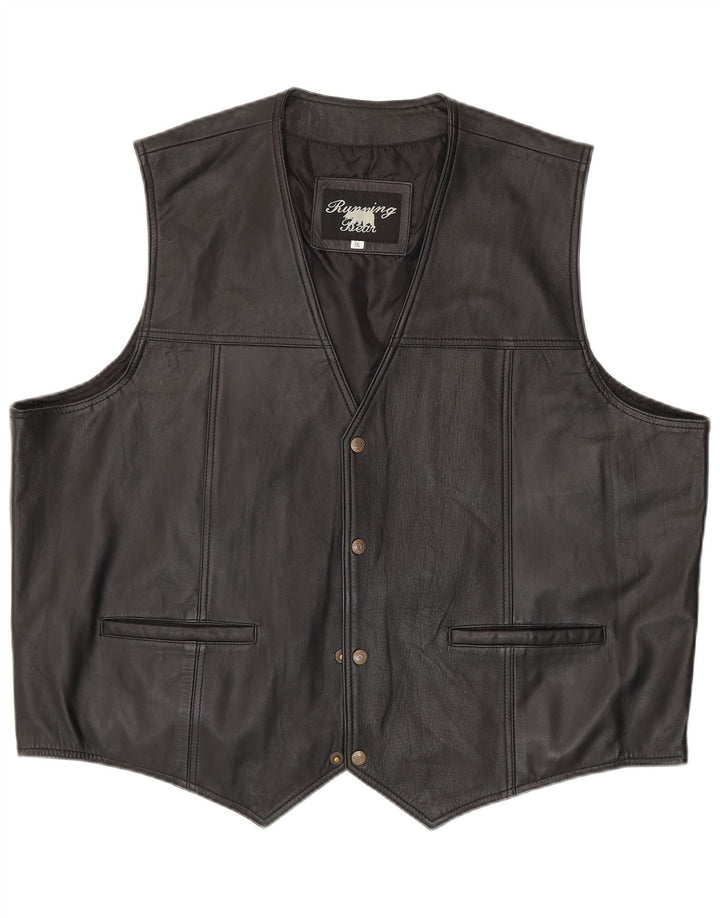 Gilet in pelle da uomo Running Bear 6XL Nero