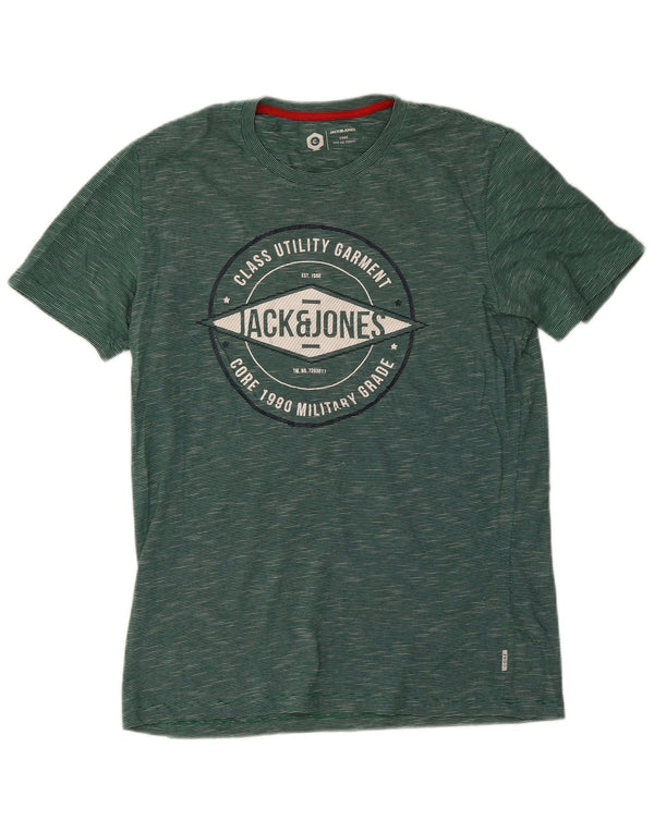 Jack & Jones T-shirt grafica da uomo Top piccolo cotone gessato verde
