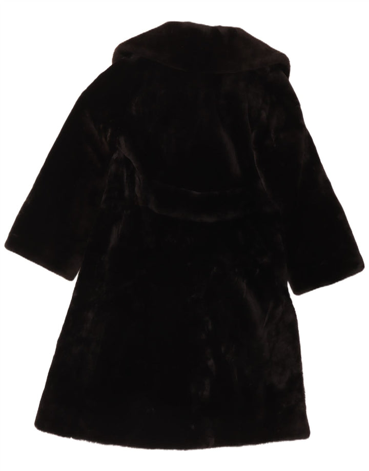Cappotto vintage da donna in pelliccia sintetica UK 12 medio nero