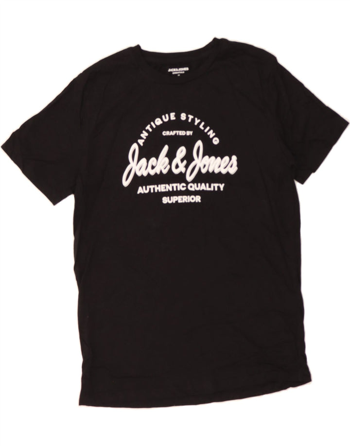 JACK & JONES Mens Graphic T-Shirt Top Medium Black Cotton Vintage Jack & Jones and Second-Hand Jack & Jones from Messina Hembry 