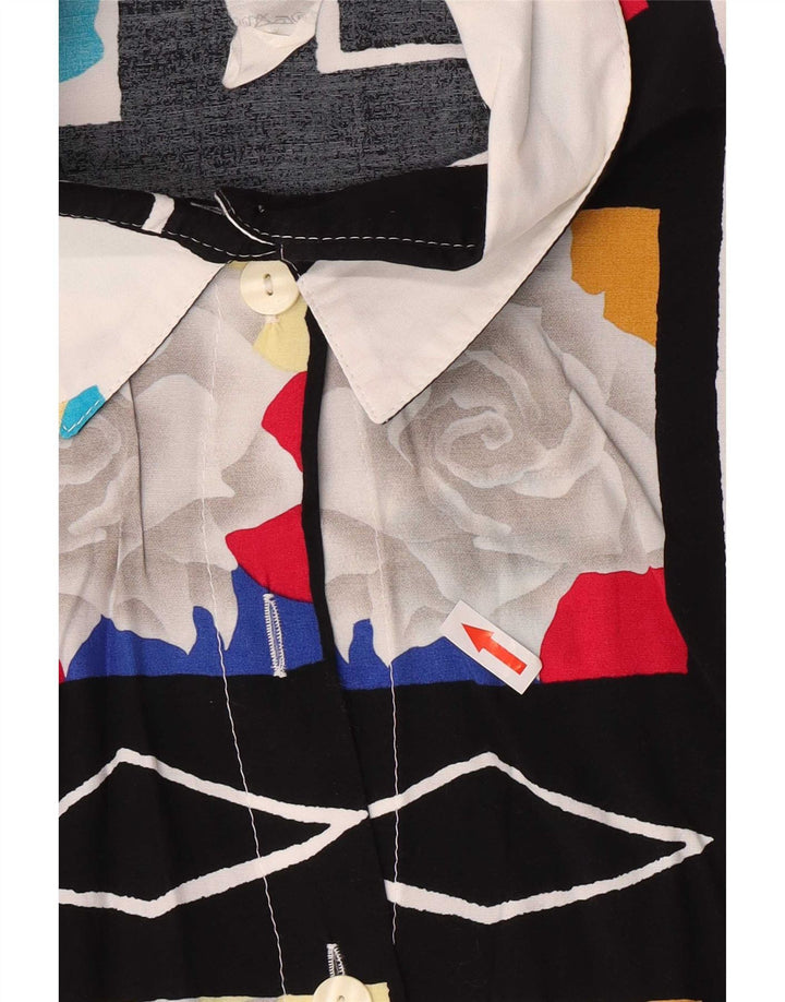 Camicia vintage da donna con motivo astratto IT 46 grande multicolore