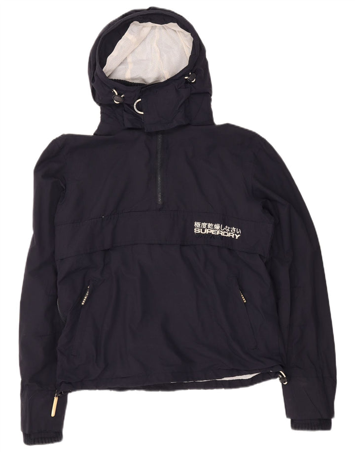 Giacca anorak da donna con cappuccio The Windcagoule Superdry UK 14 medio blu navy