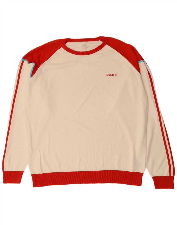 Felpa da uomo Adidas Jumper XL in cotone color block bianco