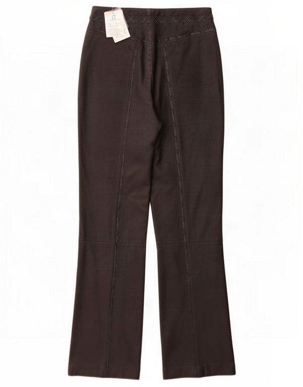 Pantaloni vintage in pelle bootcut da donna UK 12 medi W28 L32 neri