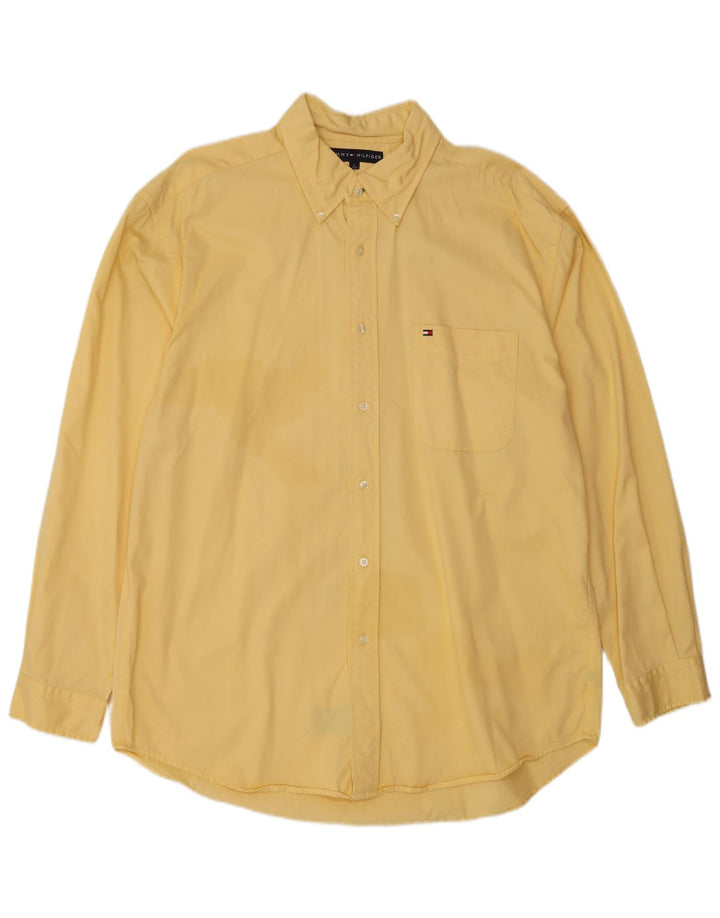 Camicia da uomo Tommy Hilfiger grande in cotone giallo