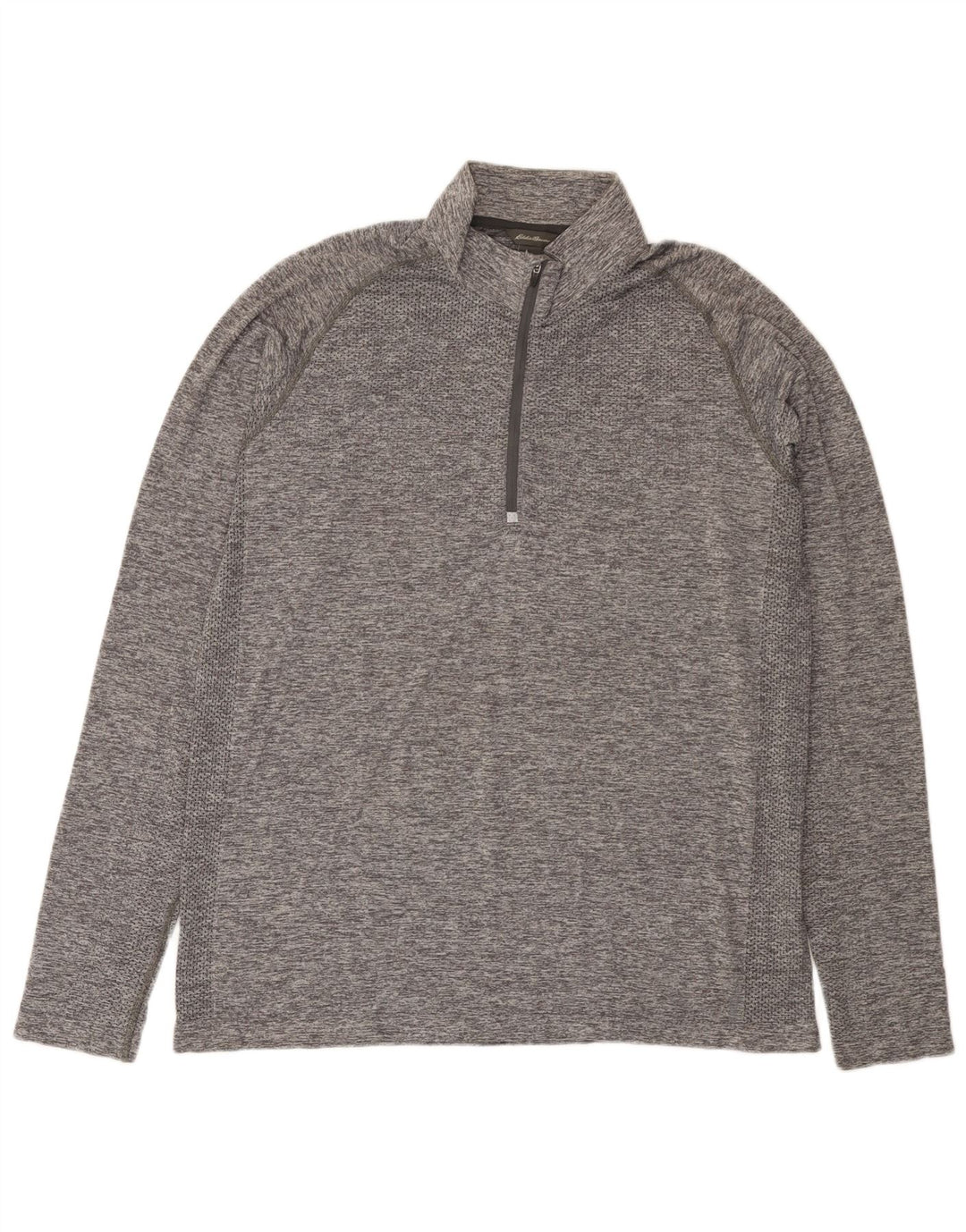 EDDIE BAUER Top da tuta pullover con zip e collo da uomo XL grigio chiazzato