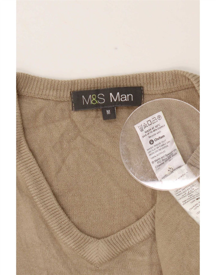 Maglione da uomo con scollo a V Marks & Spencer in acrilico beige medio