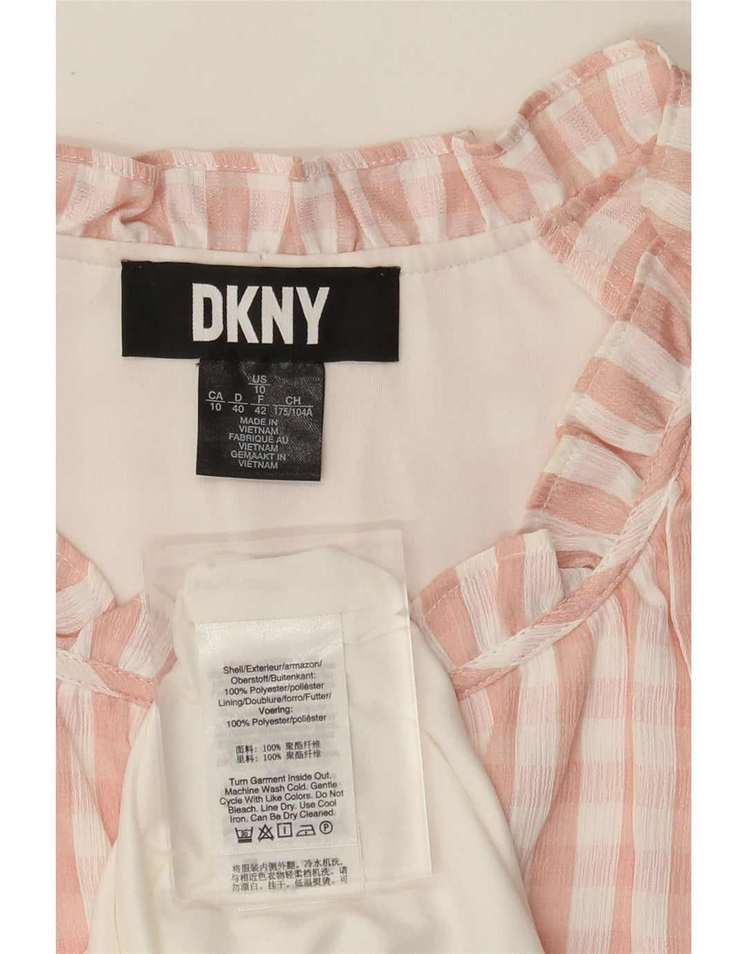 Abito tubino da donna DKNY EU 42 grande poliestere a quadretti rosa