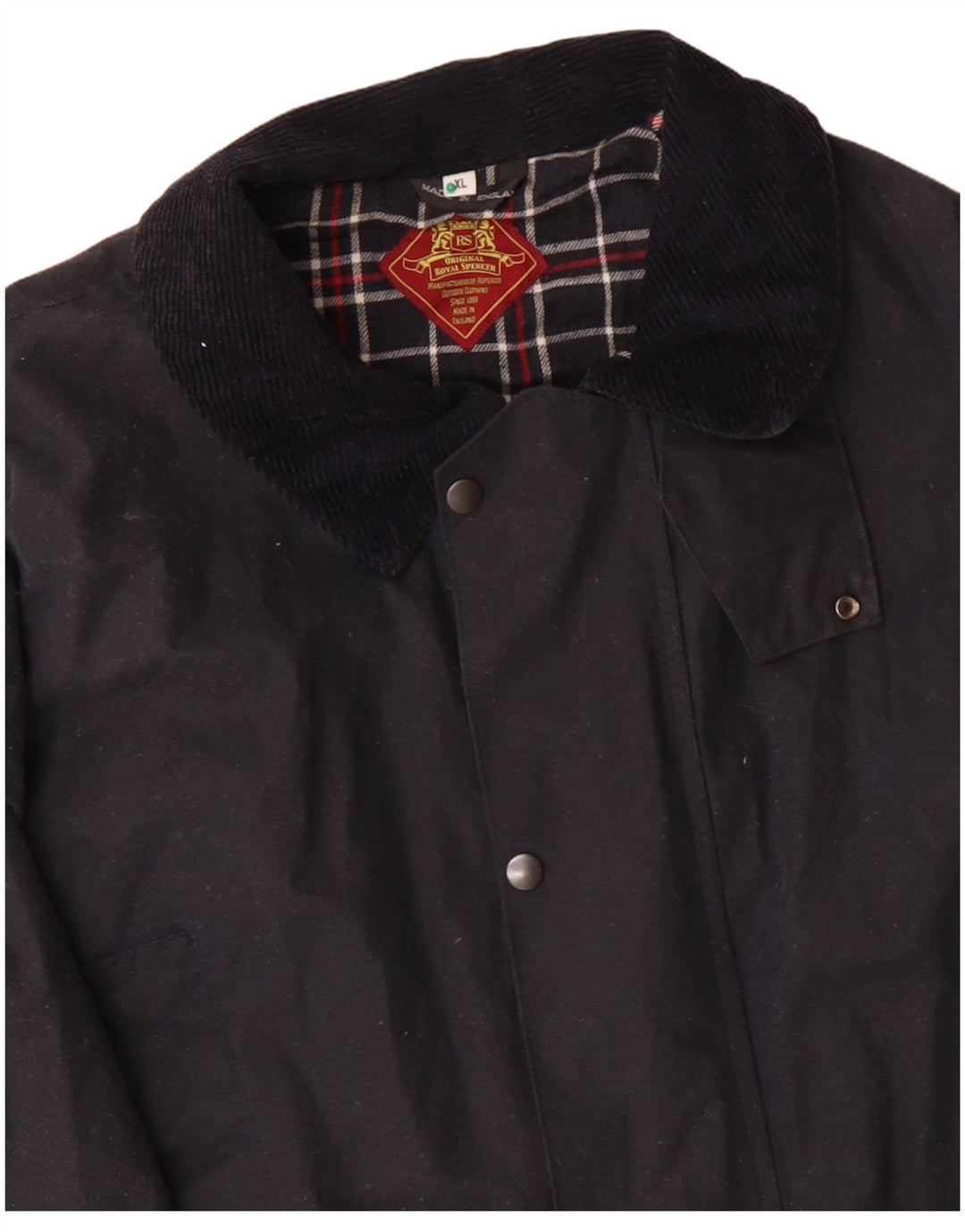 ROYAL SPENCER Giacca da uomo in cotone cerato vestibilità ampia UK 42 XL Cotone blu navy