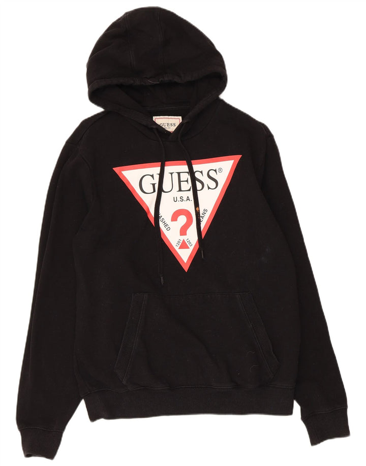 Maglione con cappuccio grafico da uomo Guess piccolo in cotone nero