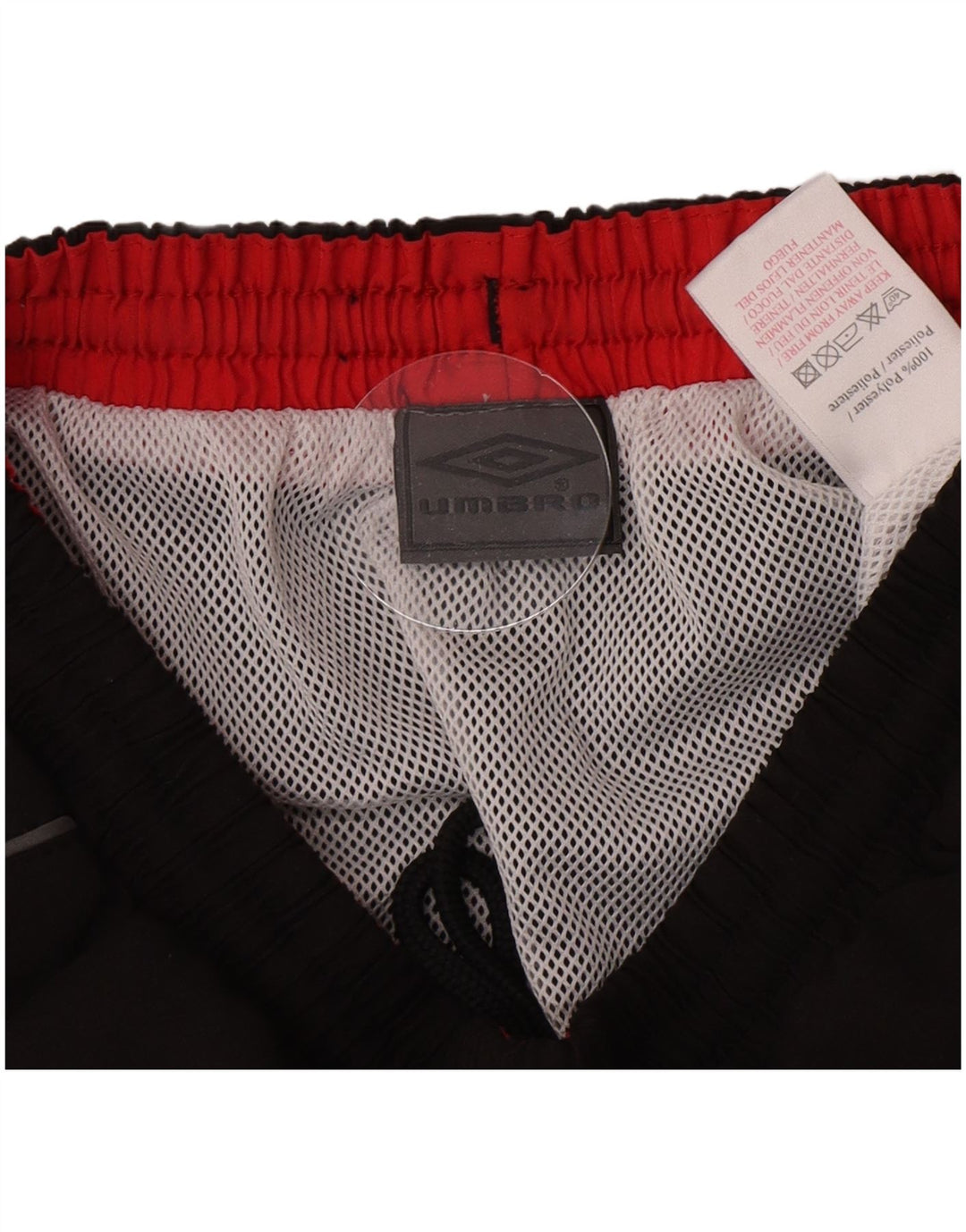 Pantaloncini da bagno grafici da uomo Umbro, poliestere color block medio nero