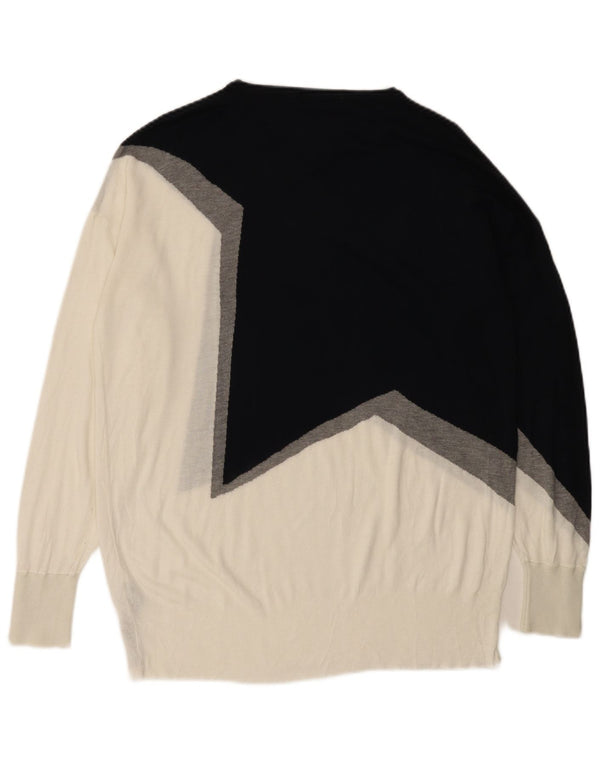 Maglione Zara da donna con scollo a barca UK 16 Large bianco in viscosa color block