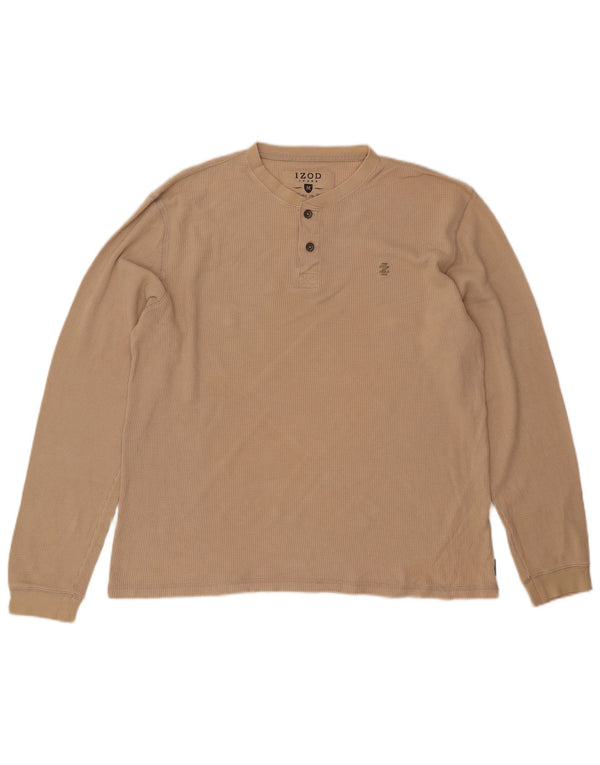 Top IZOD da uomo a maniche lunghe in cotone beige medio