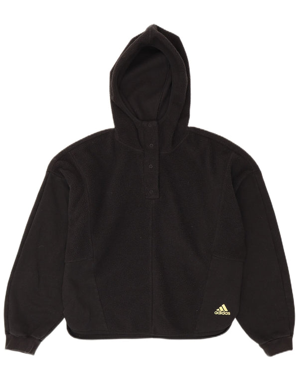 Adidas Womens Oversized Hooded Fleece Jumper UK 8/10 Small Black