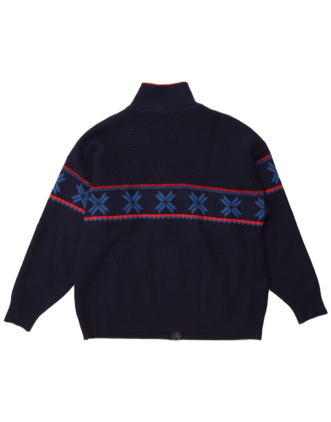Maglione cardigan da uomo vintage grande Fair Isle blu navy