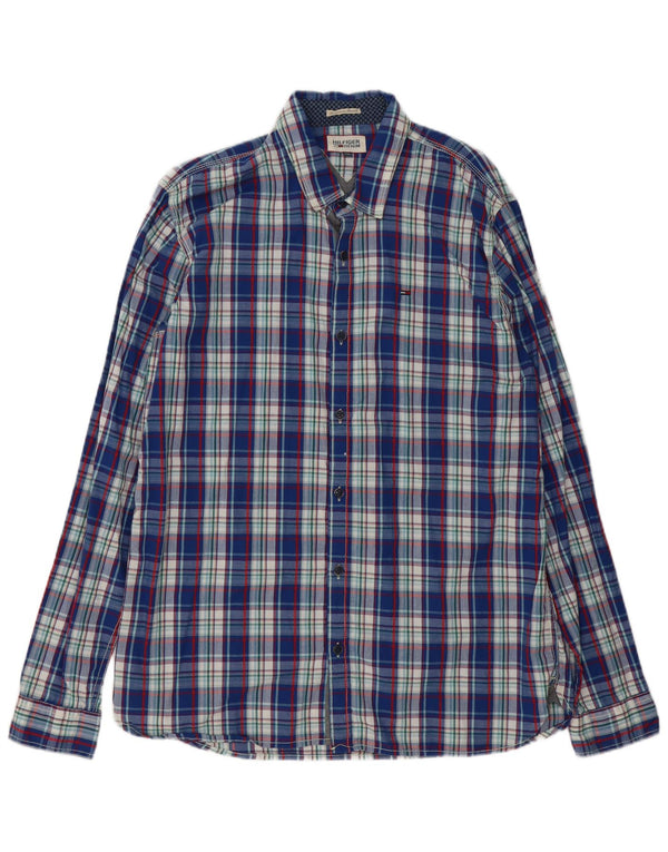 Camicia da uomo Tommy Hilfiger 2XL cotone a quadri blu