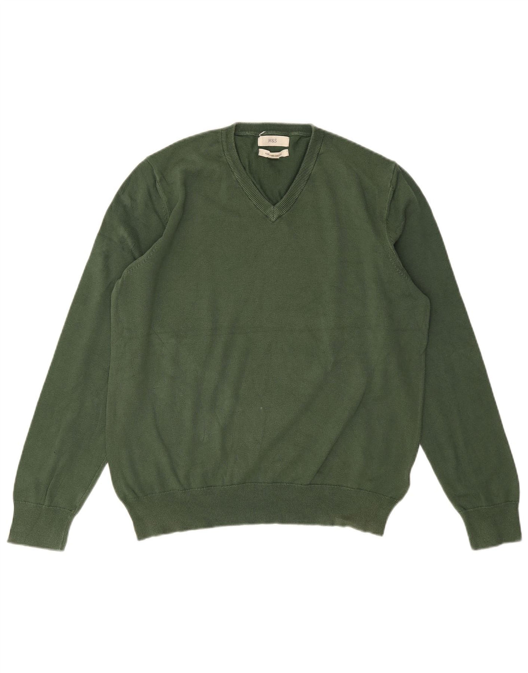 MARKS & SPENCER Maglione da uomo con scollo a V grande cotone verde