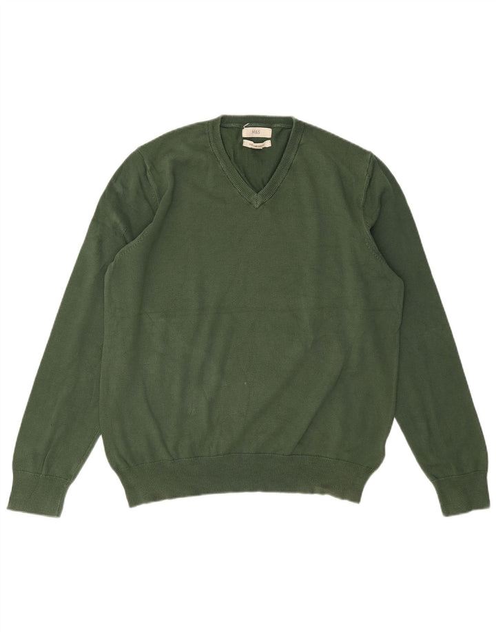 MARKS & SPENCER Maglione da uomo con scollo a V grande cotone verde