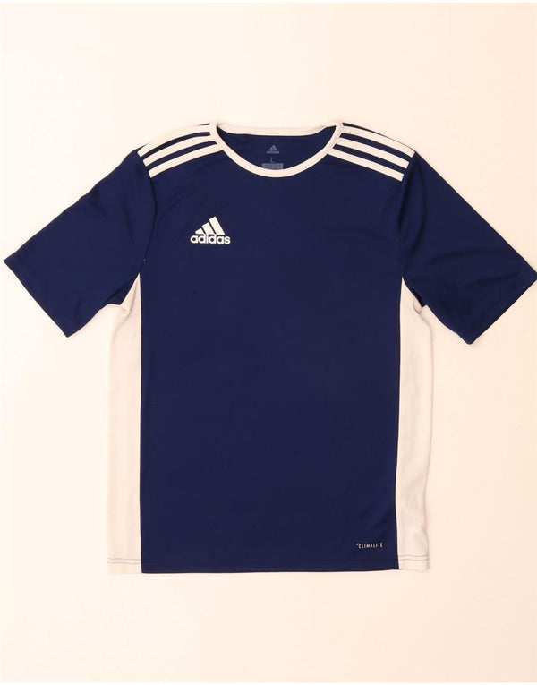 Maglietta Adidas Climalite da ragazzo, 13-14 anni, grande, blu navy, color block