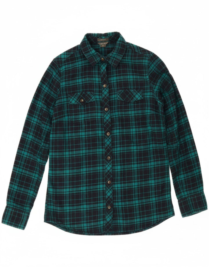 EDDIE BAUER Womens Classic Fit Flannel Shirt UK 10 Small Green Check Vintage Eddie Bauer and Second-Hand Eddie Bauer from Messina Hembry 