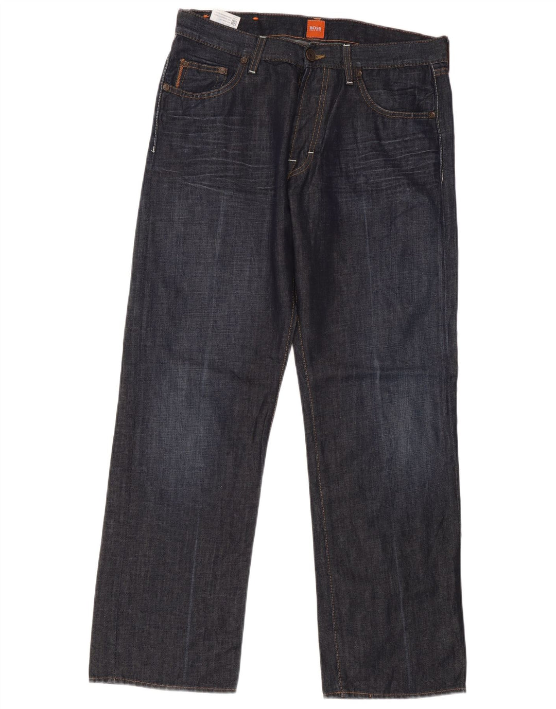Hugo Boss Mens Straight Jeans W34 L32 Navy Blue Cotton