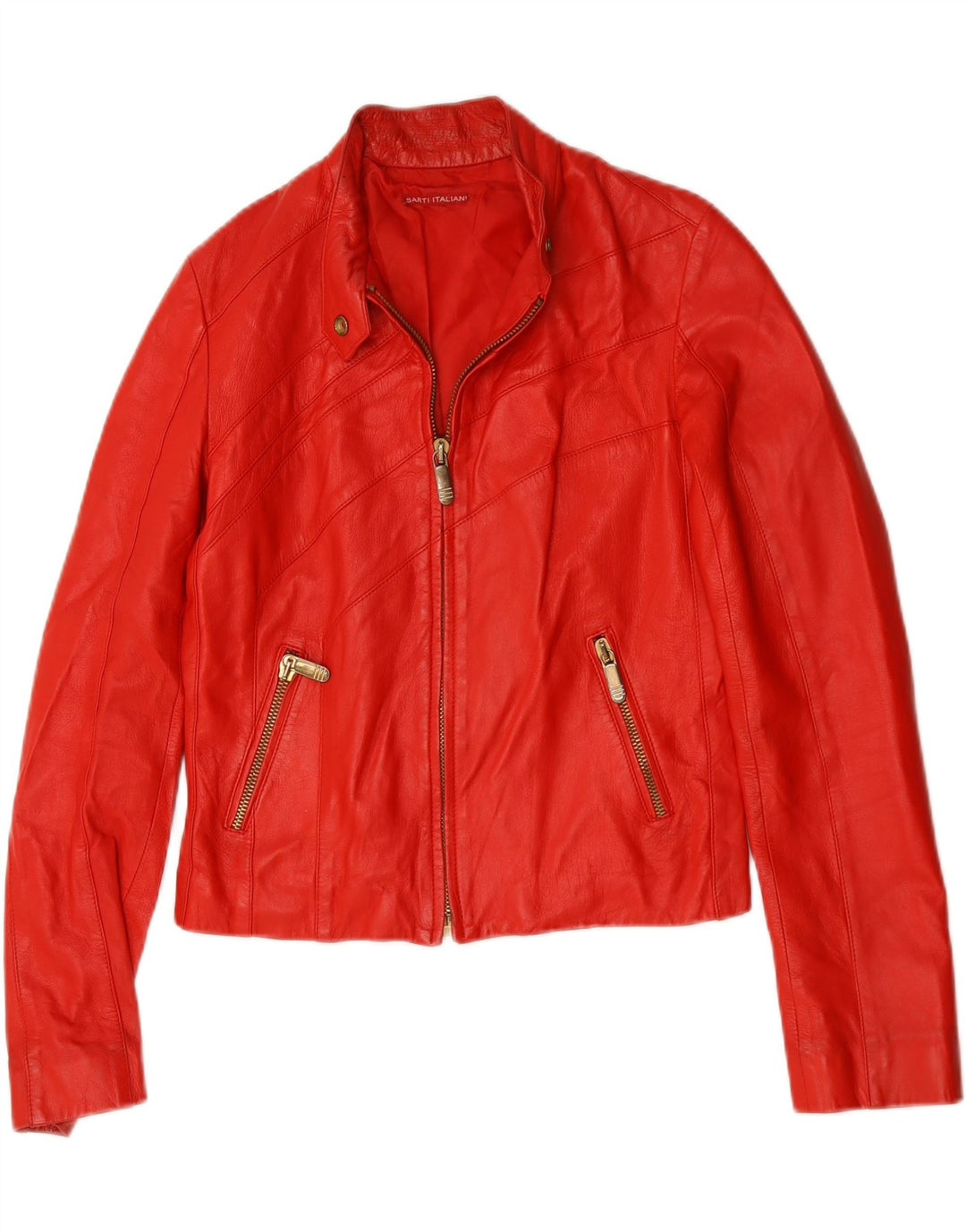 Giacca da corsa in pelle da donna vintage IT 44 in pelle rossa media