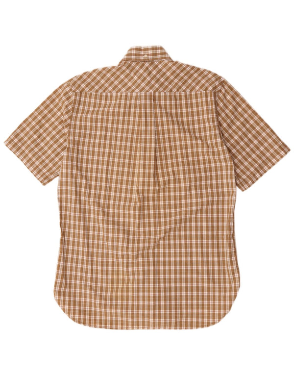Camicia a maniche corte da uomo Tommy Hilfiger piccola in cotone a quadri marroni