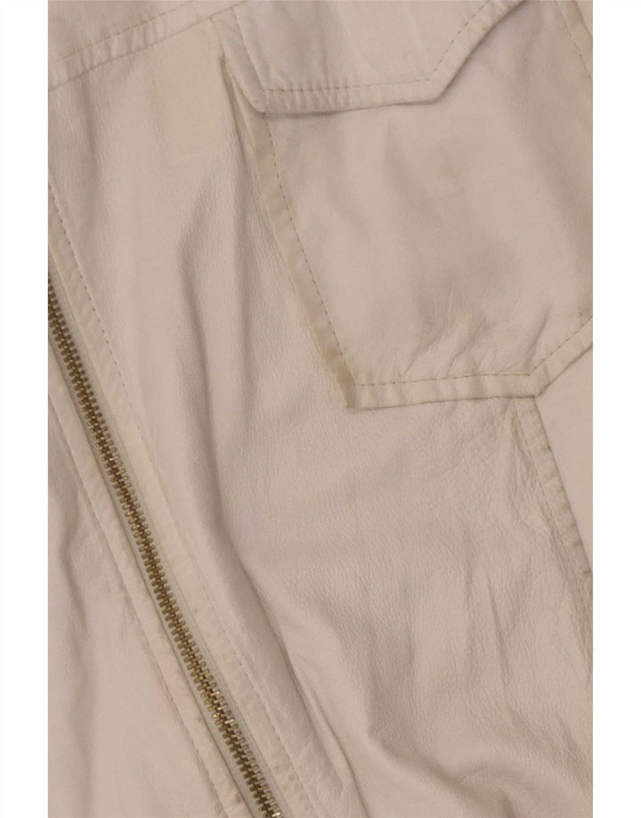 Camicia overshirt in pelle da donna vintage IT 46 grande bianca