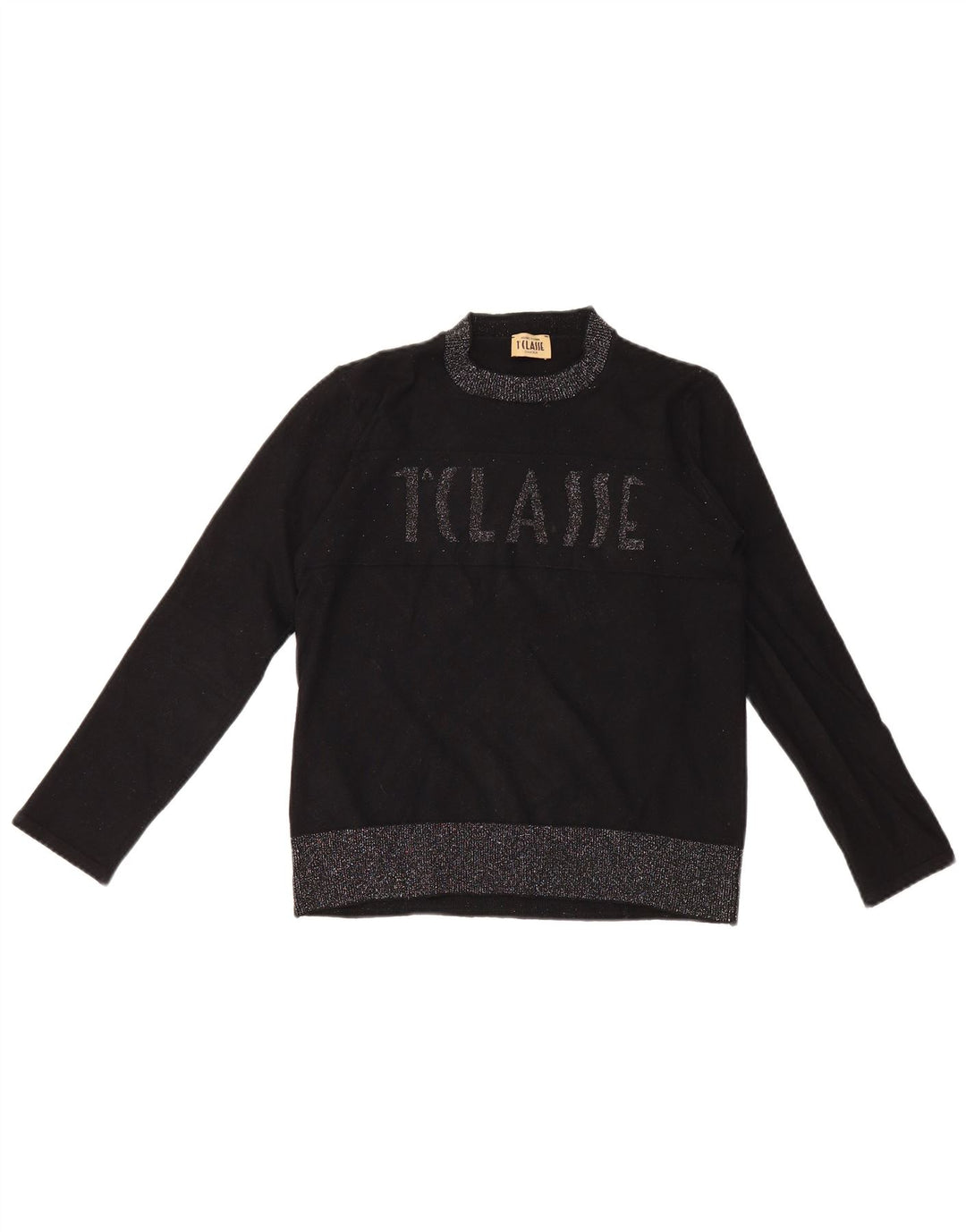 ALVIERO MARTINI Maglione girocollo con grafica da donna IT 40 piccolo nero