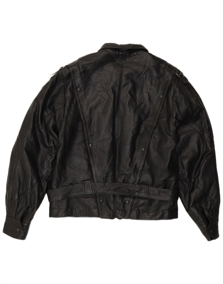 Giacca in pelle da uomo vintage in pelle IT 48 media pelle nera