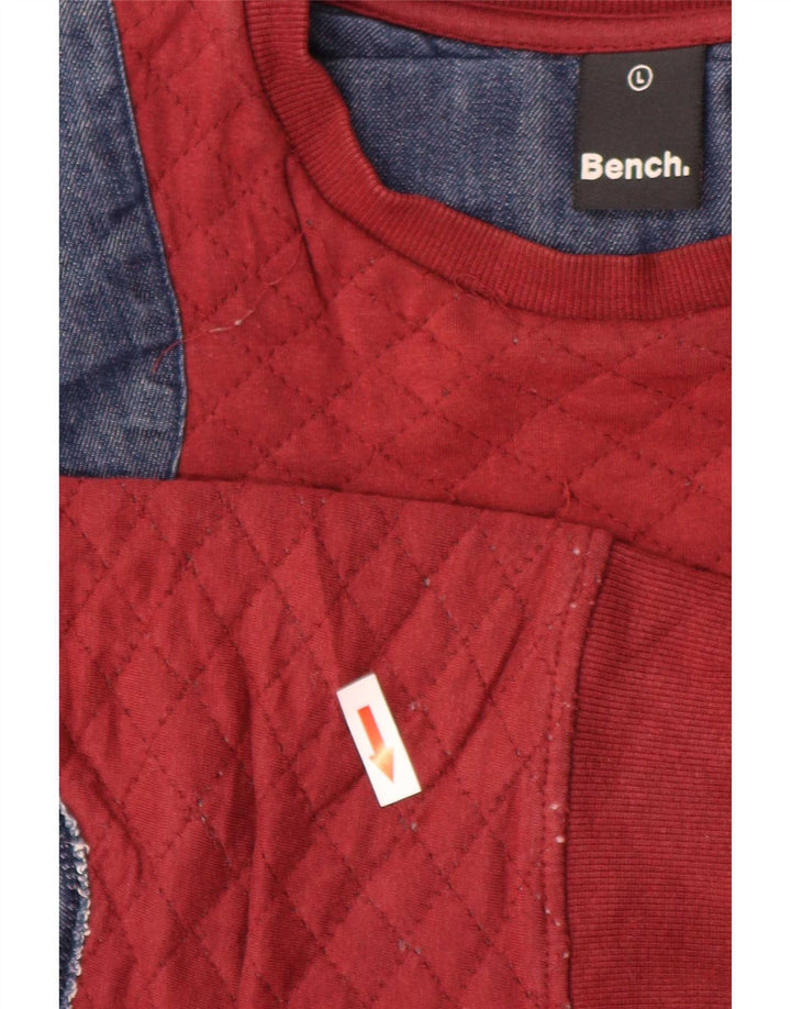 Felpa da uomo Bench, maglione grande, colore rosso, in cotone color block
