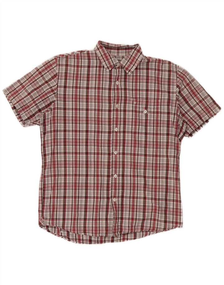Camicia a maniche corte da uomo Wrangler in cotone a quadri rosso medio