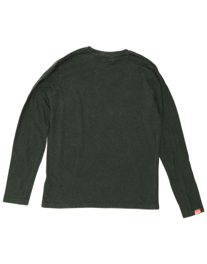 Top da uomo a maniche lunghe Superdry in cotone verde piccolo