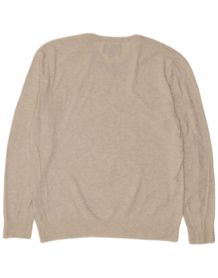 Maglione da uomo con scollo a V American Eagle Outfitters beige medio chiazzato