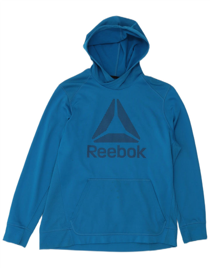 Felpa con cappuccio grafica da uomo REEBOK XL blu poliestere