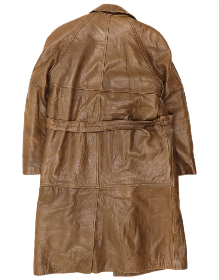 Cappotto vintage da uomo in pelle sherpa doppio petto IT 48 Marrone medio