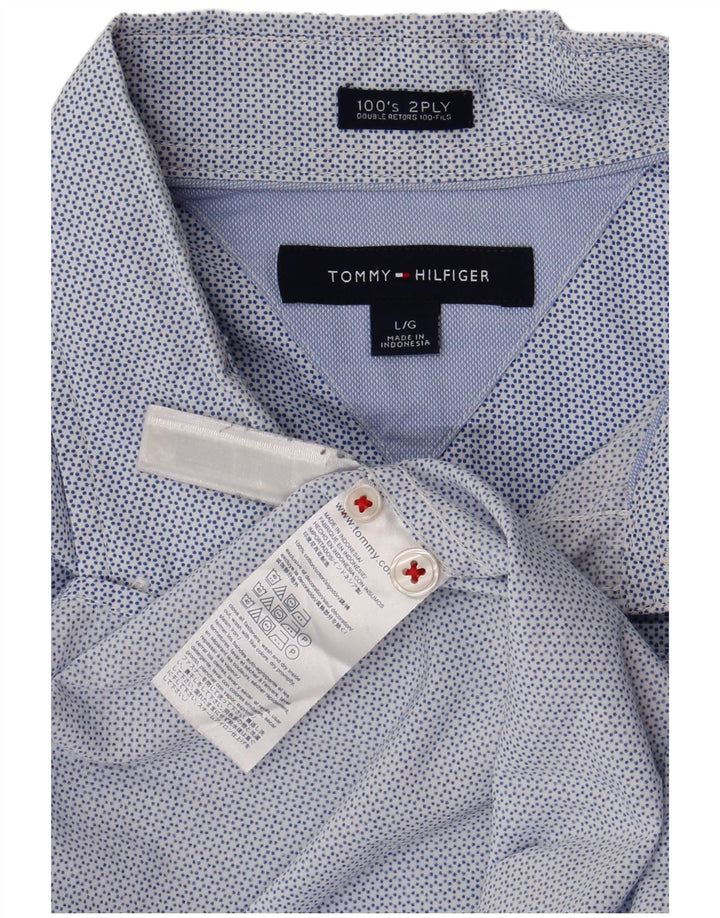 Camicia da uomo Tommy Hilfiger grande in cotone maculato blu