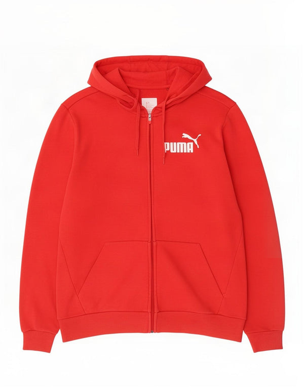Felpa con cappuccio e zip grafica Puma da uomo XL in cotone rosso