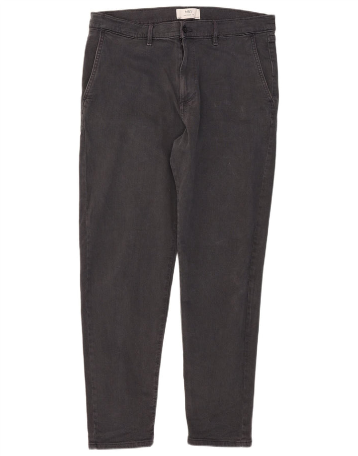 Pantaloni chino slim da uomo Marks & Spencer W34 L28 cotone grigio