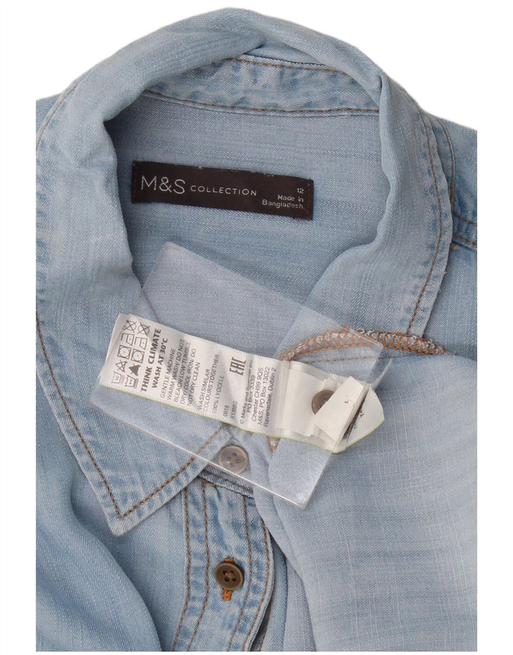 MARKS & SPENCER Camicia di jeans da donna UK 12 Lyocell blu medio