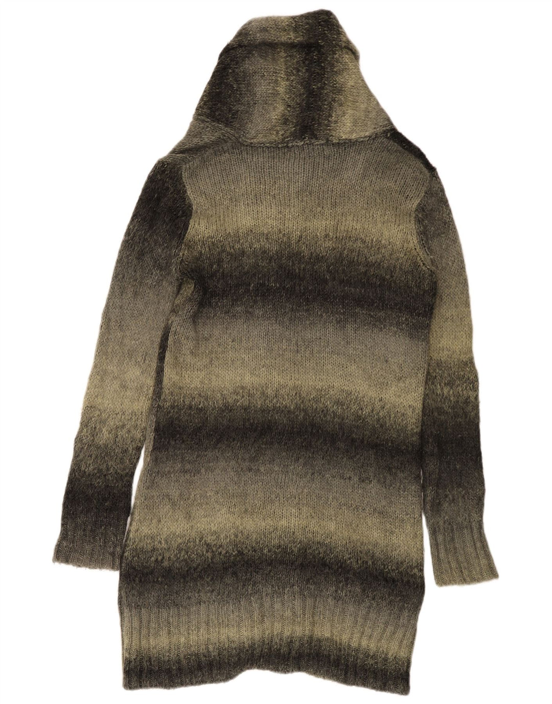 Maglione cardigan lungo da donna Zara UK 14 Acrilico a righe grigio medio