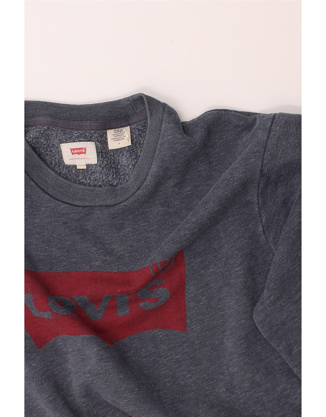 LEVI'S Mens Graphic Sweatshirt Jumper Medium Navy Blue Cotton Vintage Levi's and Second-Hand Levi's from Messina Hembry 
