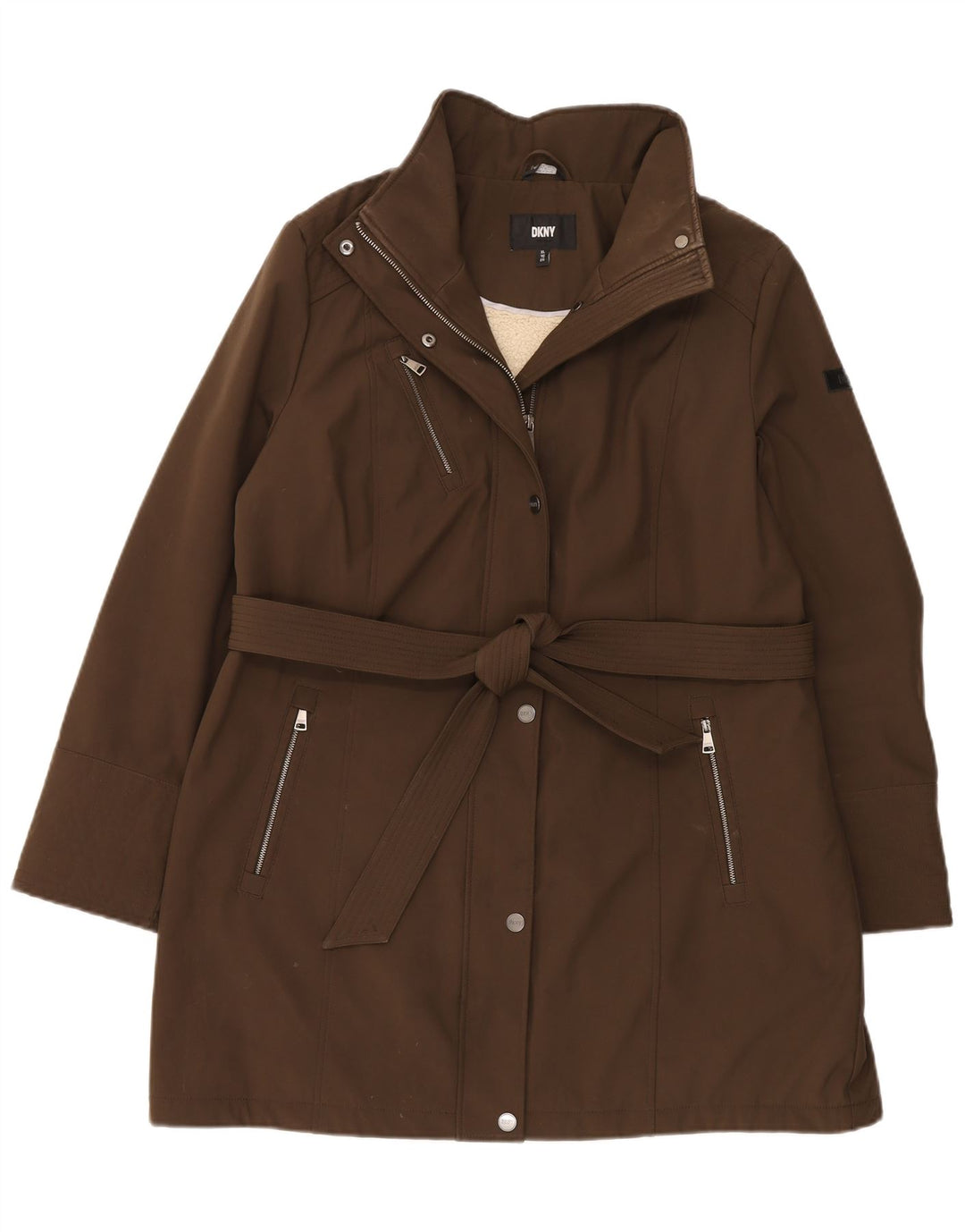 Soprabito Sherpa da donna Dkny UK 18 XL poliestere marrone