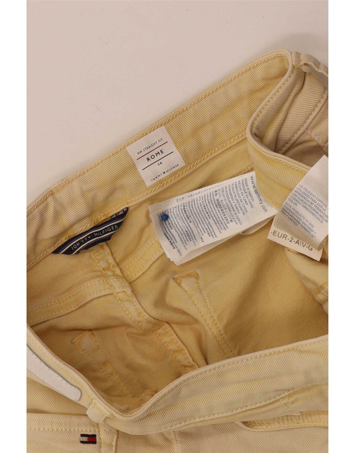 Pantaloncini di jeans invecchiati da donna Tommy Hilfiger W28 cotone giallo medio