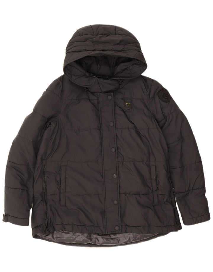 Giacca imbottita oversize con cappuccio da donna Blauer UK 10 piccola in poliestere nero